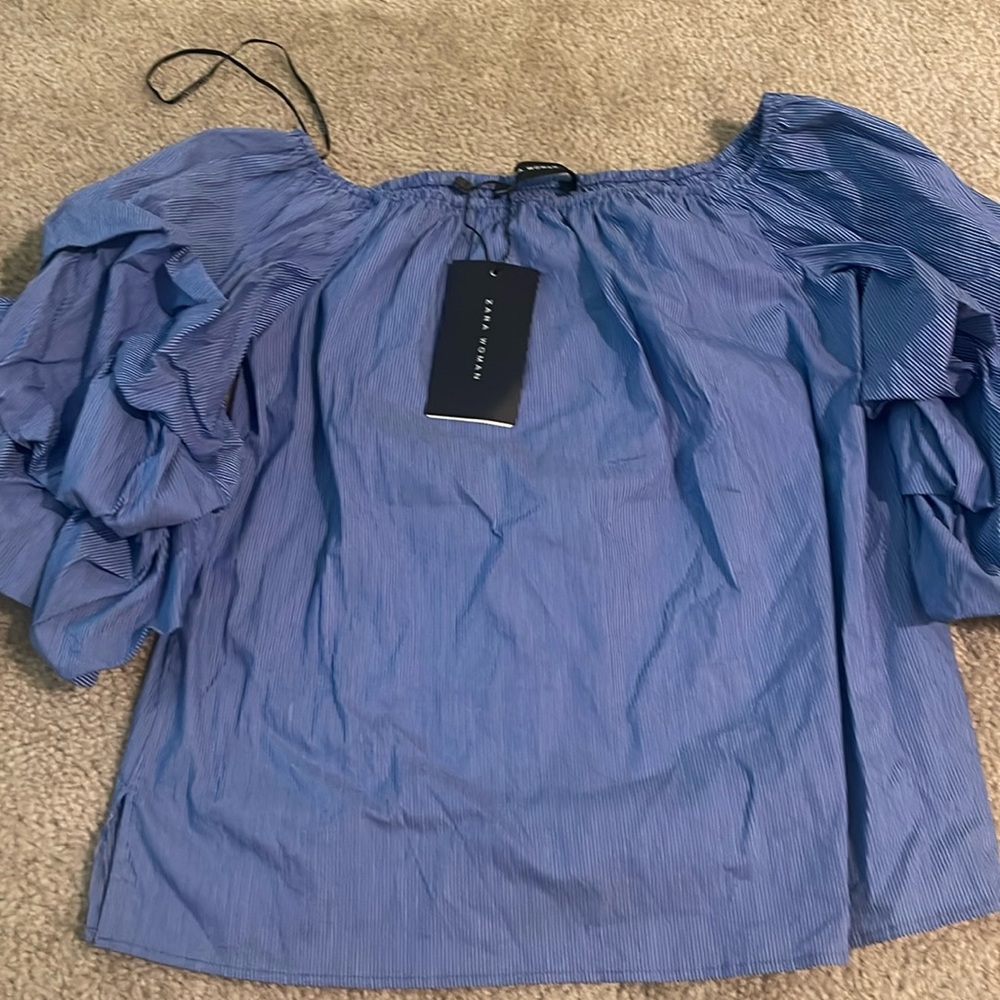 Zara top with ruffle sleeves